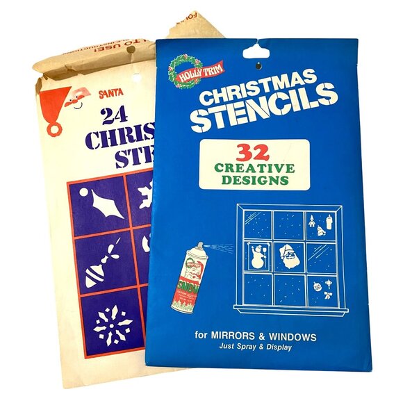 Vintage Wax Christmas Stencils 2 Packs Punched Unpunched Art Decoration Holiday - Picture 1 of 5
